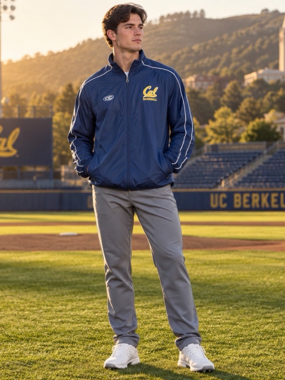 UC Berkeley (Cal) Golden Bears Baseball Navy Zip-up Easton Jacket Mens Large